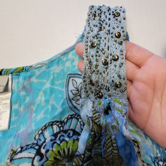 VINTAGE flowy rayon bohemian dress - Picture 5 of 15